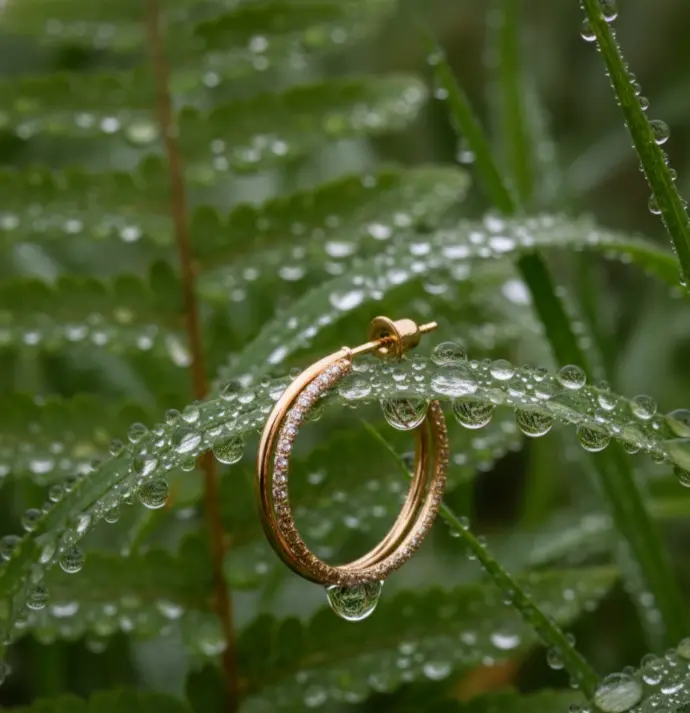 Gold Double Layer Pave Hoop Earrings