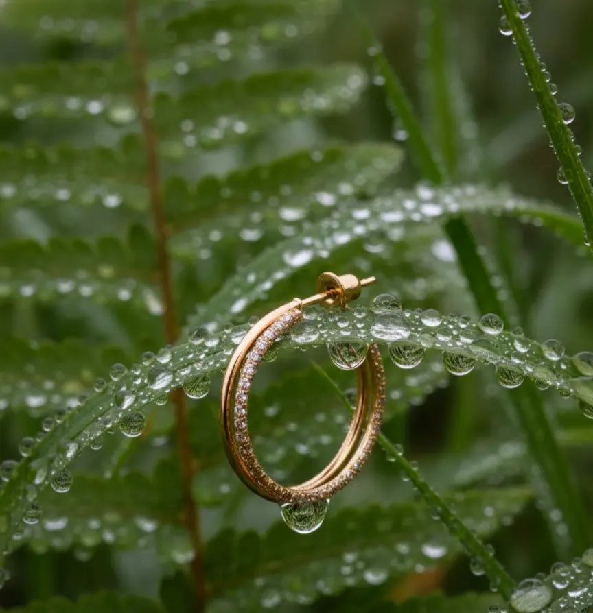 Gold Double Layer Pave Hoop Earrings