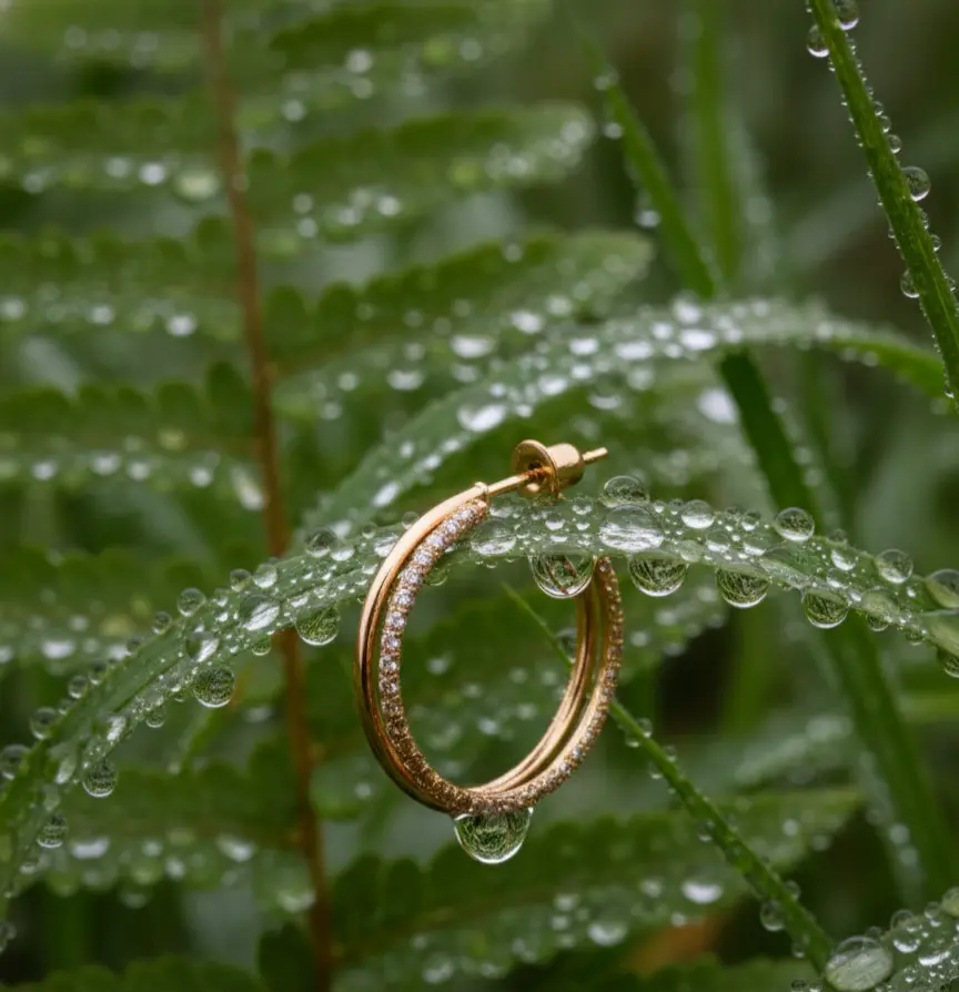 Gold Double Layer Pave Hoop Earrings